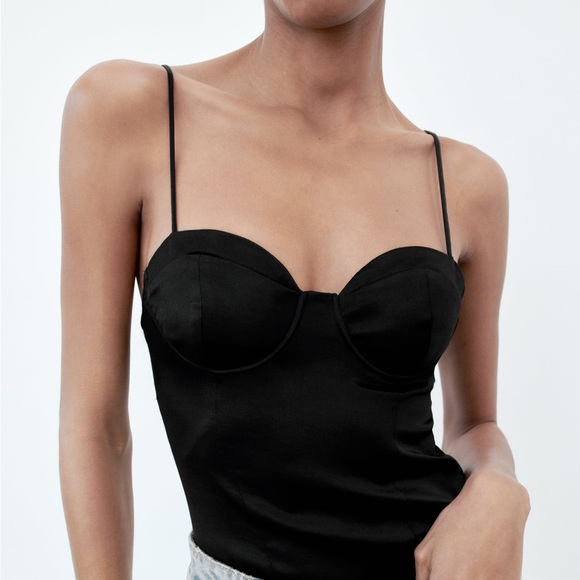 BLACK CORSET STYLE SATIN BODY REF. 4661/053 Size: M - Picture 1 of 2